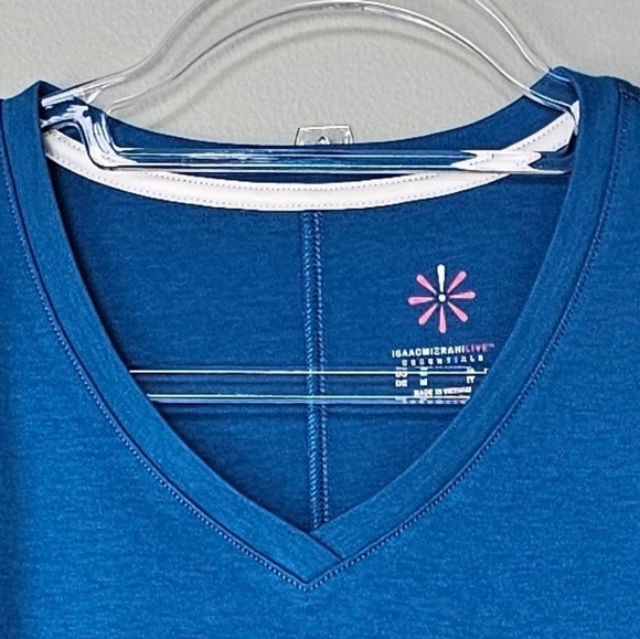 Isaac Mizrahi Live! Essentials Pima Cotton V-Neck Hi-Low Hem Top Blue NWOT - Picture 5 of 8